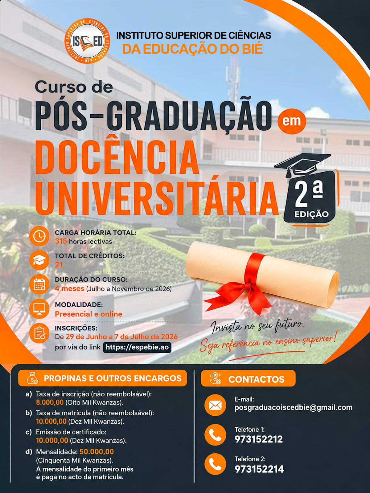 2ª EDIÇÃO DO CURSO DE PÓS-GRADUAÇÃO PROFISSIONAL EM DOCÊNCIA UNIVERSITÁRIA